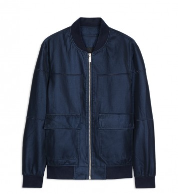 Áo khoác xanh than da lộn hai túi hộp